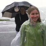 Alayna trying to stay dry.