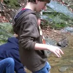 Sean making his way into the stream.