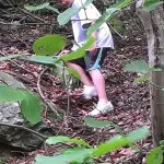 Stephen trying to locate our geo cache card.