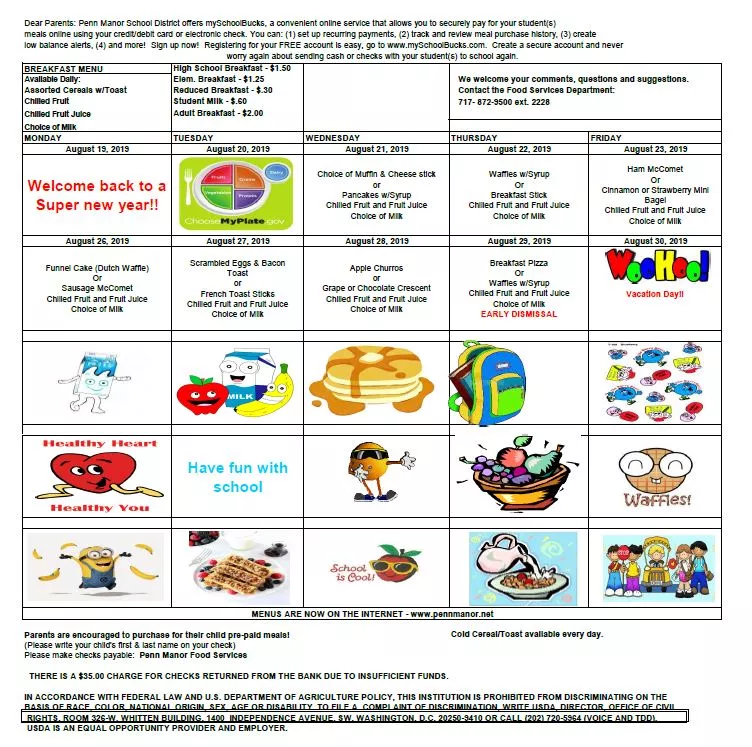 August Breakfast Menu