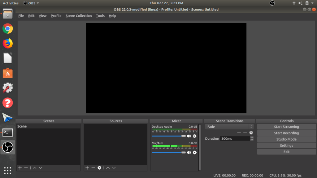 Empty OBS screen