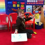 Chase uses a clock and white boards